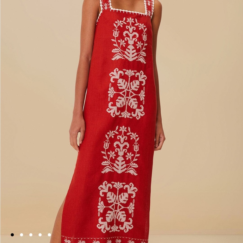 FARM Rio Red and White Resort Sundress